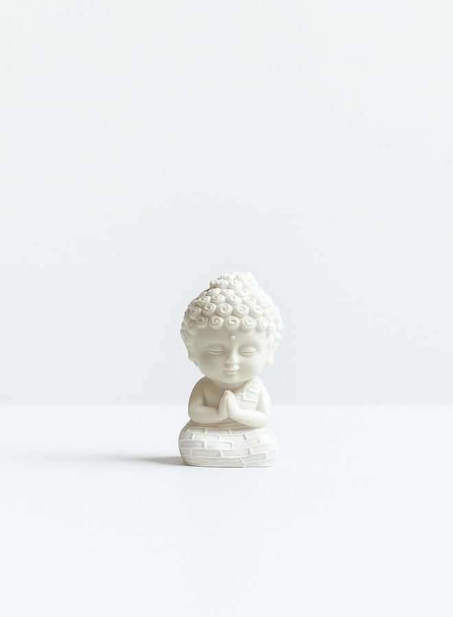 CHULO Baby Buddha Statue for Tranquil Spaces, Ideal for Home, Office Desk & Car Dashboard Decoration (White) - Image 1