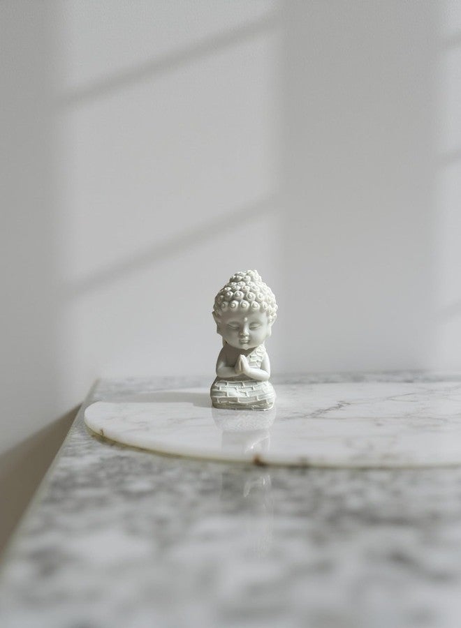 CHULO Baby Buddha Statue for Tranquil Spaces, Ideal for Home, Office Desk & Car Dashboard Decoration (White) - Image 5