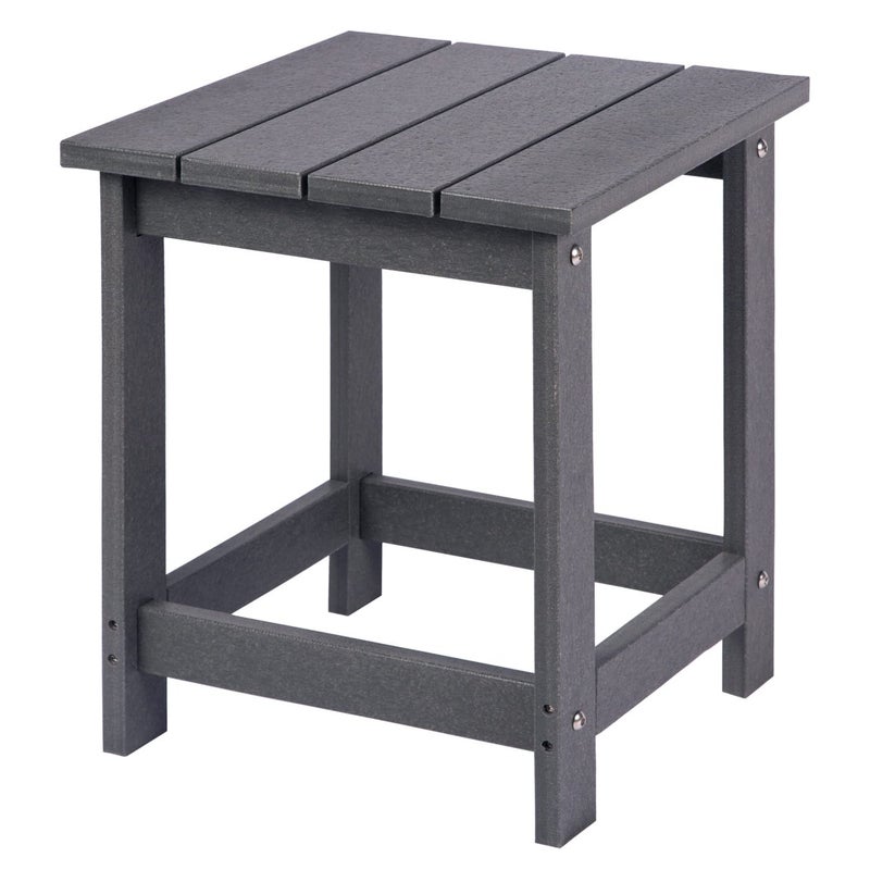LZRS Adirondack Square Outdoor Side Table for Patio Pool Composite Patio TableHDPE End Tables for BackyardPool Indoor Companion Easy Maintenance Weather ResistantGrey
