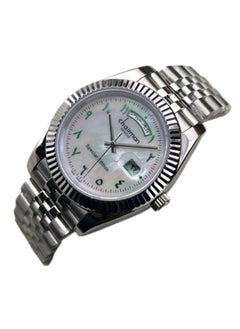 Chairman GENEVE Men's Silver Stainless Steel Wrist Watch, Day/Date with White Dial and Arabic Numbers 