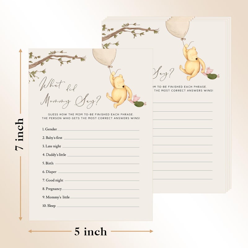 Misaidou Winnie The Pooh Baby Shower Game Cards, What Did Mommy Say, Set of 30, Party Games & Activities, Decorations - Image 2