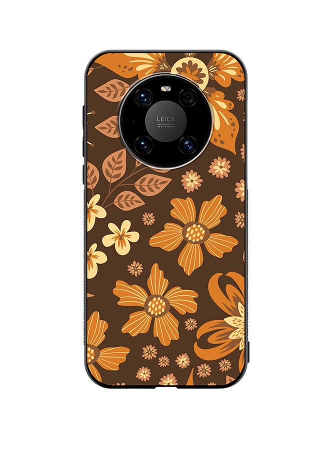 VR CREATIVE Protective Case Cover For Huawei Mate 40 Brown Flowers Design Multicolour - Image 1