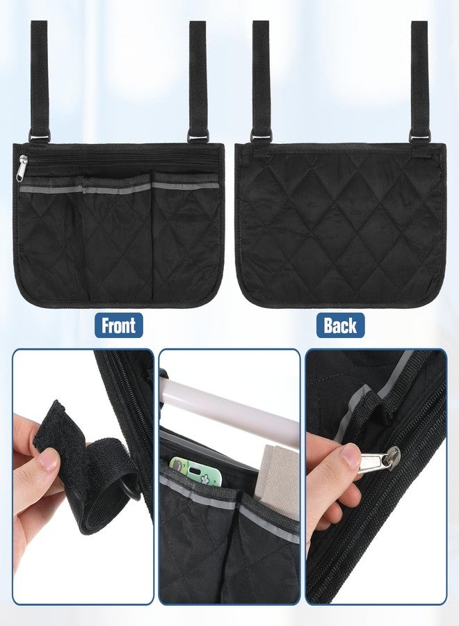 Azefnuhk Wheelchair Side Bag, Wheelchair Accessories, Mobility Armrest Bags, Mobility Scooter Accessories with Zipper for Walker, Rollator, Scooter, Mobilitys Chair Organizer with Multiple Pockets - Image 3