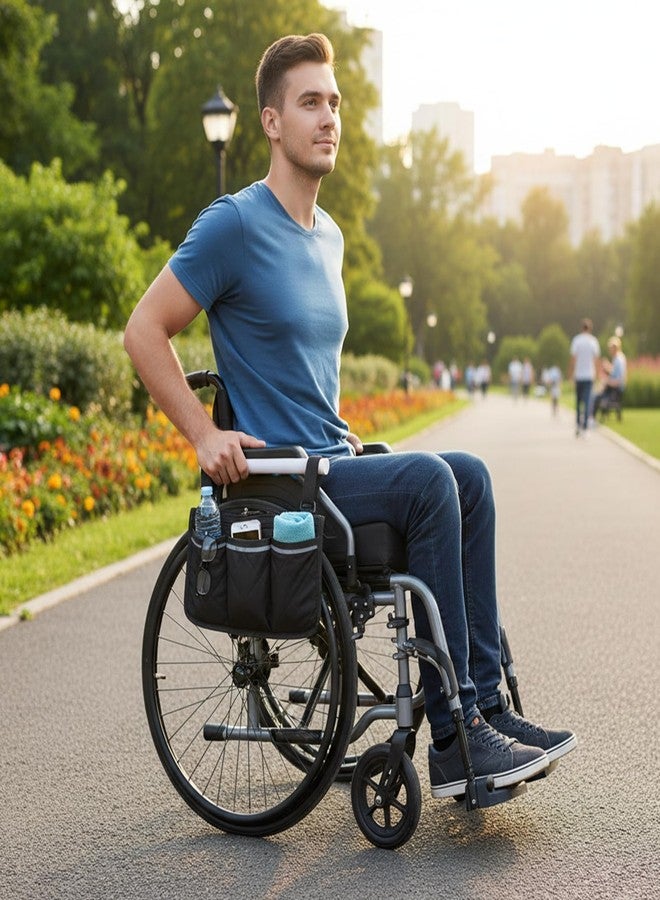 Azefnuhk Wheelchair Side Bag, Wheelchair Accessories, Mobility Armrest Bags, Mobility Scooter Accessories with Zipper for Walker, Rollator, Scooter, Mobilitys Chair Organizer with Multiple Pockets - Image 5