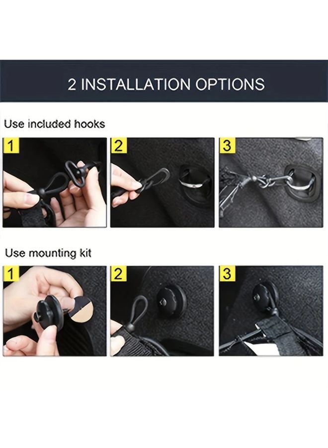 Black Retractable Trunk Organizer with Hooks Durable Nylon Cargo Net for Trucks SUVs Cars - Image 5