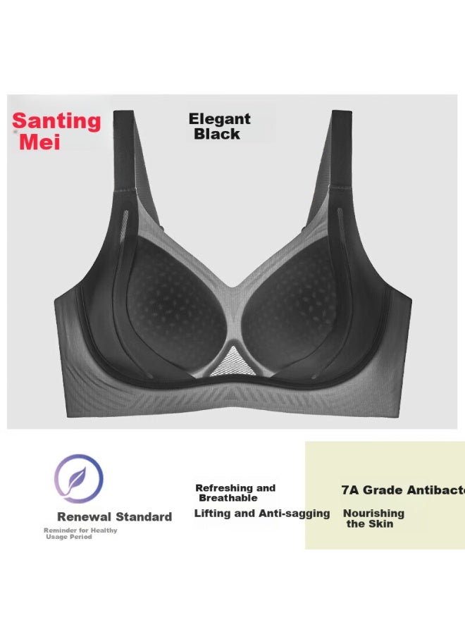 Gracewell Summer Seamless Thin Cool Push-up Bra Women's Breathable Hollow Cup Big Chest Small Anti-sagging Bra - Image 1