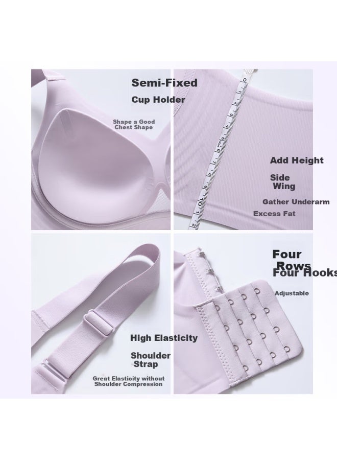 Gracewell Summer Seamless Thin Cool Push-up Bra Women's Breathable Hollow Cup Big Chest Small Anti-sagging Bra - Image 4