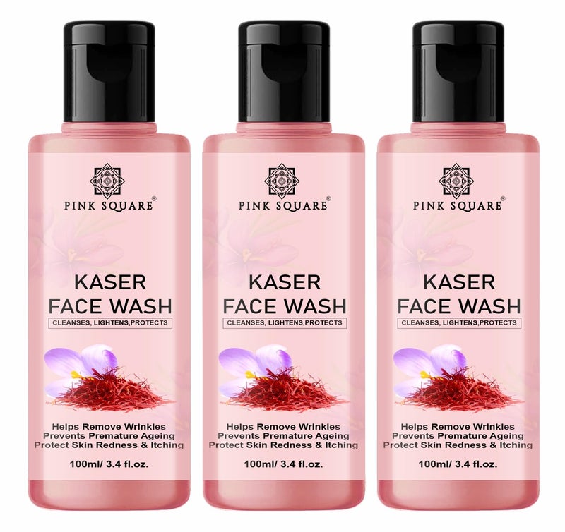 Pink Square Gold Kesar Face Wash Enriched With Golden Essence Kesar Extract For Skin Illumination No Sillicones Toxic Chemical Paraben Free Pack of 3 of 100ml - Image 1