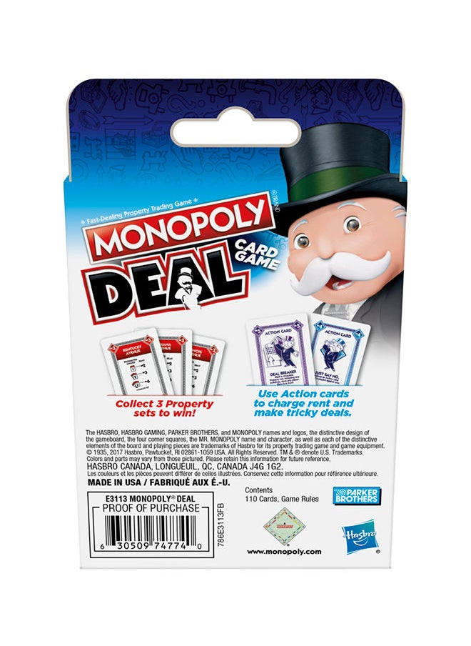 Monopoly - Deal Card Game, Quick-Playing Card Game for 2-5 Players, Fun Card Games for Families and Kids Ages 8 and Up - Image 1