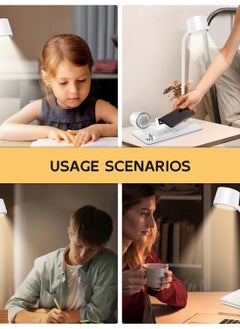 DIGI CORE LED Desk Lamps For Home Office, Wireless Charger Small Desk Lamp With Bluetooth Speaker Touch Lamps For Nightstand, Reading Night Light With Digital Clock Dimmable Light Side Table Lamp For College Dorm Room & Bedroom White  - Image 5