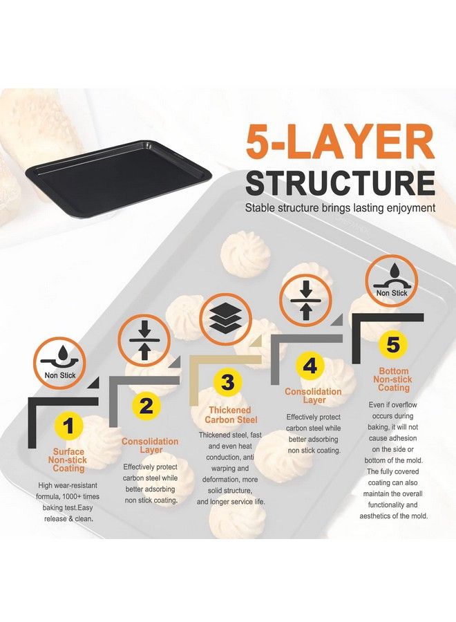 chefmade Baking Sheet Pan Nonstick 13Inch Rimmed Cookie Sheet Pan Bakeware 9.3" X 13.4" X 0.7" - Image 4