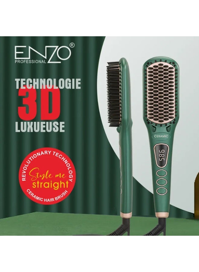 ENZO Professional فرشاة فرد الشعر الرطبة والجافة ENZO EN-4105 بتقنية الأيونات السلبية – تسخين سريع بتقنية PTC، شاشة LCD وتشطيب خالي من التجاعيد - Image 3