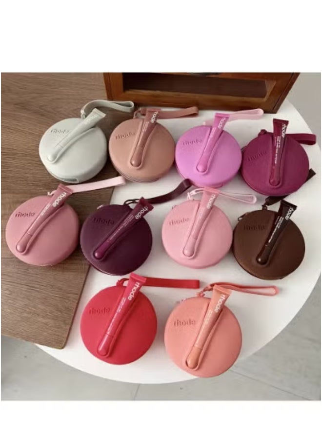 rhode Lipstick Holder Bag Coin Purse – Compact Lipstick Organizer with Toast Ribbon Design (Dark Purple) – Travel-Friendly Cosmetic Storage Pouch for Lip Gloss, Coins & Small Essentials – Elegant, Lightweight, Durable Mini Makeup Pouch for Women - Image 3