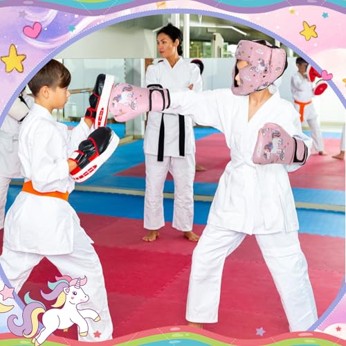 Arrowbash Boxing Headgear and Gloves Set for Kids 6oz Pink Unicorn Boxing Gloves and Wrestling Headgear Sparring Equipment for Boxing Kickboxing Muay Thai BJJ Karate Training - Image 5