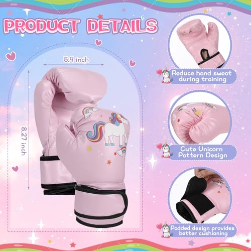 Arrowbash Boxing Headgear and Gloves Set for Kids 6oz Pink Unicorn Boxing Gloves and Wrestling Headgear Sparring Equipment for Boxing Kickboxing Muay Thai BJJ Karate Training - Image 2