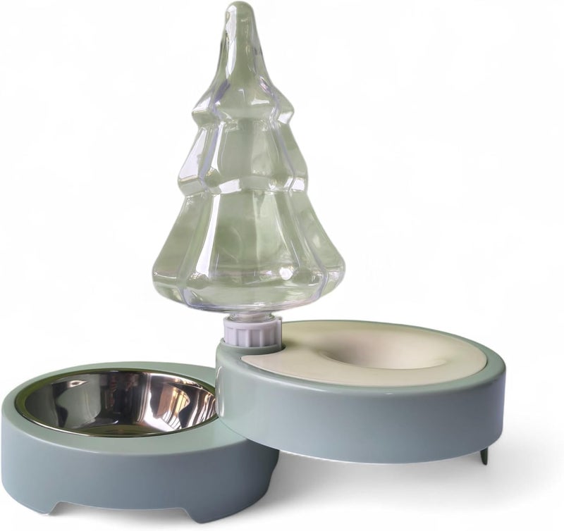 MAX-EMA GLOBAL MAX-EMA Rotatable Dog Cat Feeder & Water Dispenser Set 500ml Pet Food Dispenser + 1 Auto Gravity Water Bottle Automatic Pet Feeder For Cats & Dogs Dog Food Bowl Cat Water Bowl For Pets (Green) - Image 1