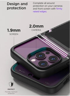VRS Design Neo Flip iPhone 14 Pro MAX Case Cover Wallet with Semi Automatic Snap Door Credit Card Holder Slot [2 Cards] - Matte Black  - Image 4