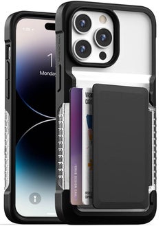 VRS Design Neo Flip iPhone 14 Pro MAX Case Cover Wallet with Semi Automatic Snap Door Credit Card Holder Slot [2 Cards] - Matte Black  - Image 1