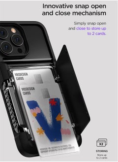 VRS Design Neo Flip iPhone 14 Pro MAX Case Cover Wallet with Semi Automatic Snap Door Credit Card Holder Slot [2 Cards] - Matte Black  - Image 2