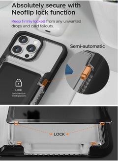 VRS Design Neo Flip iPhone 14 Pro MAX Case Cover Wallet with Semi Automatic Snap Door Credit Card Holder Slot [2 Cards] - Matte Black  - Image 3