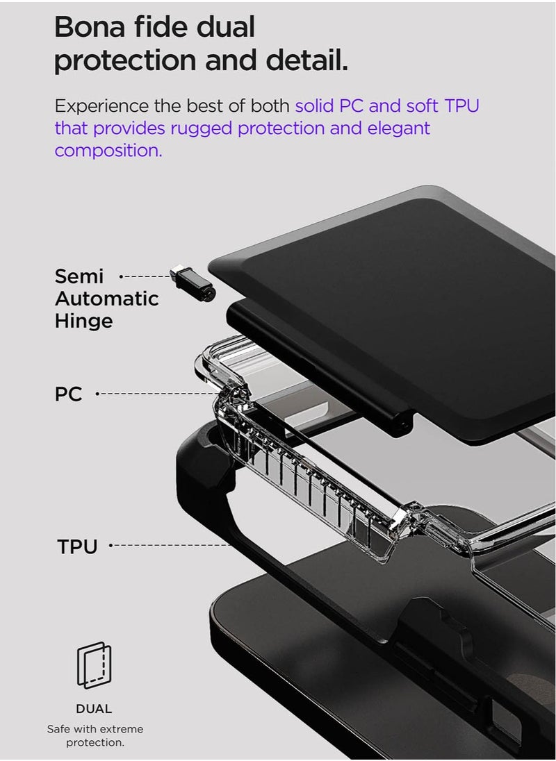 VRS Design Neo Flip iPhone 14 Pro MAX Case Cover Wallet with Semi Automatic Snap Door Credit Card Holder Slot [2 Cards] - Matte Black  - Image 5