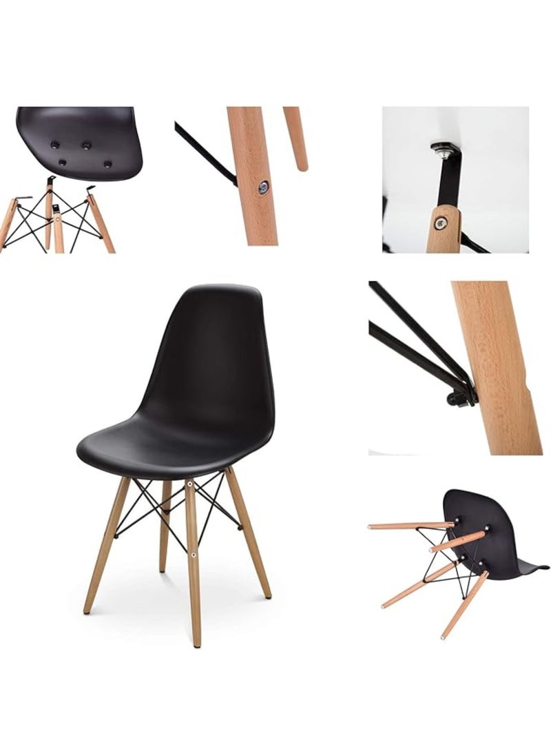 MAAS - A Set of 5 Pieces a Wooden Dining and Coffee Table with Chairs In A Modern Design for Home and Office with 4 Chairs Plastic Stools and Wooden Legs with A Metal Frame From Maas - Image 1