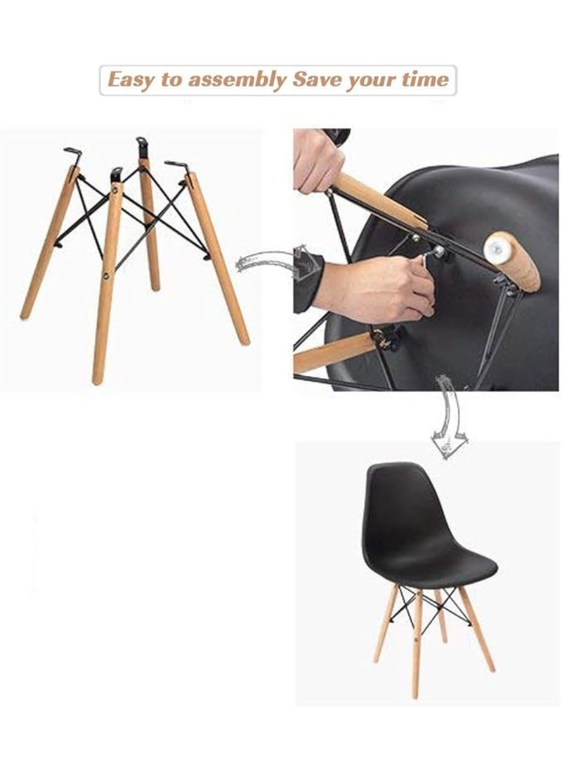 MAAS - A Set of 5 Pieces a Wooden Dining and Coffee Table with Chairs In A Modern Design for Home and Office with 4 Chairs Plastic Stools and Wooden Legs with A Metal Frame From Maas - Image 1