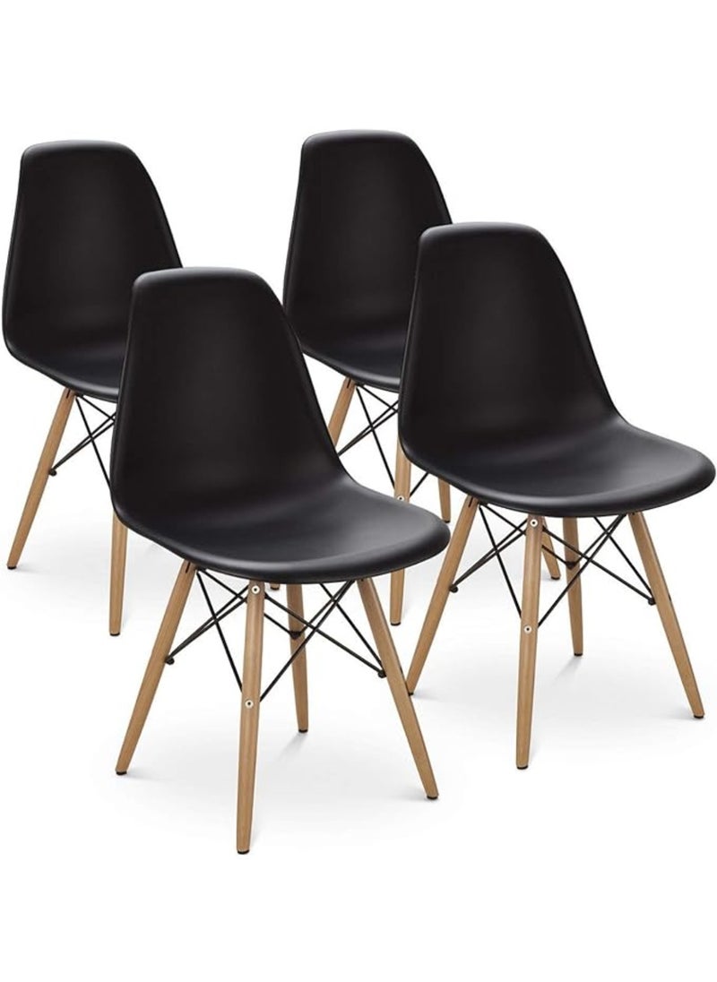 MAAS - A Set of 5 Pieces a Wooden Dining and Coffee Table with Chairs In A Modern Design for Home and Office with 4 Chairs Plastic Stools and Wooden Legs with A Metal Frame From Maas - Image 1