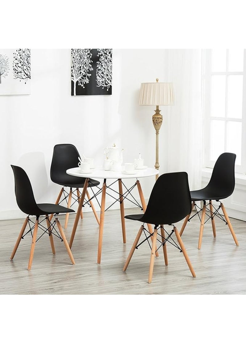 MAAS - A Set of 5 Pieces a Wooden Dining and Coffee Table with Chairs In A Modern Design for Home and Office with 4 Chairs Plastic Stools and Wooden Legs with A Metal Frame From Maas - Image 1