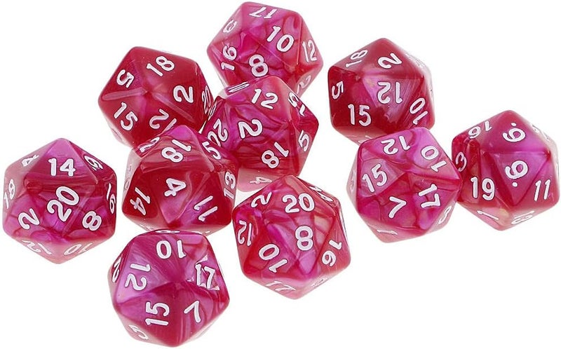 klarako 10pcs 20 Sided Dice D20 Polyhedral Dice for Game Dice - Purple Red, 16mm - Image 2