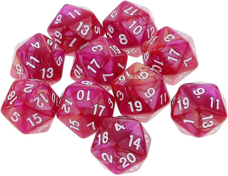 klarako 10pcs 20 Sided Dice D20 Polyhedral Dice for Game Dice - Purple Red, 16mm - Image 5