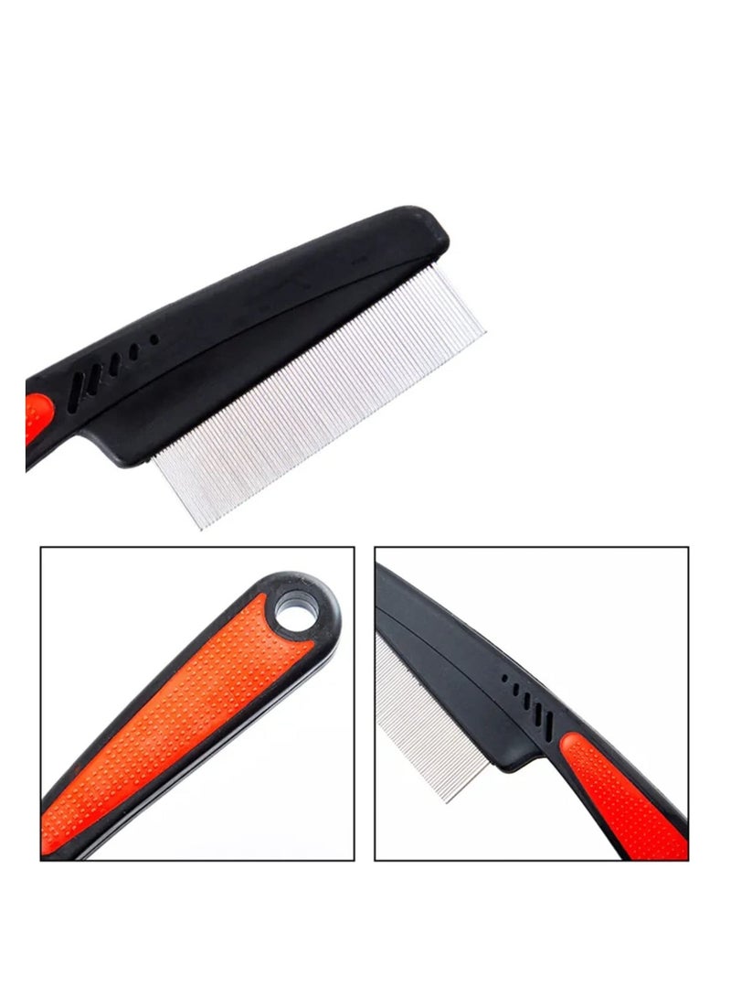 Stainless Steel Fine & Wide Tooth Comb, 2 Pcs Professional Dandruff Comb, High Strength Teeth Hair Combs, Grooming Tool for Kids and Adults