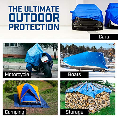 B-Air Grizzly Tarps by B-Air 14' x 20' Large Multi-Purpose Waterproof Heavy Duty Poly Tarp with Grommets Every 36", 8x8 Weave, 5 Mil Thick, for Home, Boats, Cars, Camping, Protective Cover, Blue - Image 3