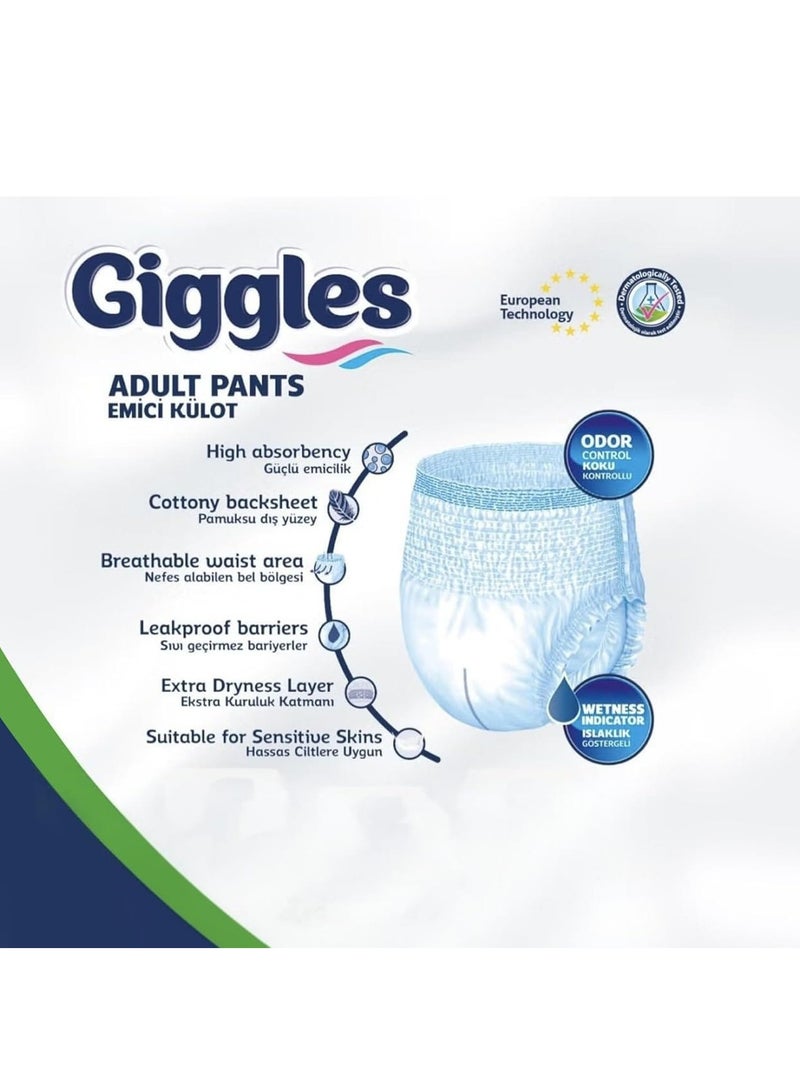 Giggles Adult Pants – Unisex, Super Absorbent, Leakproof, Size M (Pack of 30) - Image 2