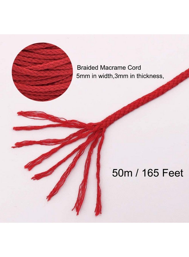 Tenn Well Braided Cotton Cord 165 Feet 5Mm Wide Cotton Macrame Rope For Plant Hangers Wall Hangings Diy Crafts (Red) - Image 2