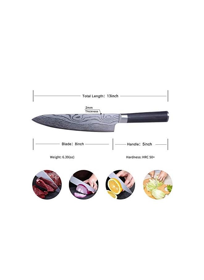 vesus Knife 8 Inches German High Carbon Stainless Steel Ultra Sharp Professional Kitchen Knife with Ergonomic Handle and Sheath Cover (Cover design may vary) Best Choice for Home Kitchen and Restaurant  - Image 2