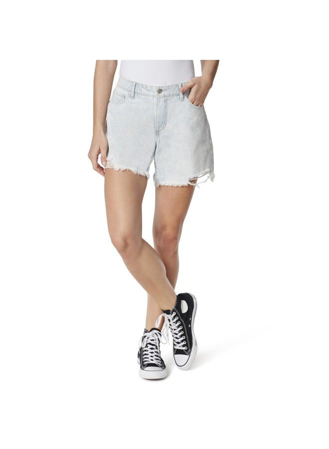 Women's Mid Rise Midi Denim Short Standard, OPEN AIR-DESTRUCTED HEM