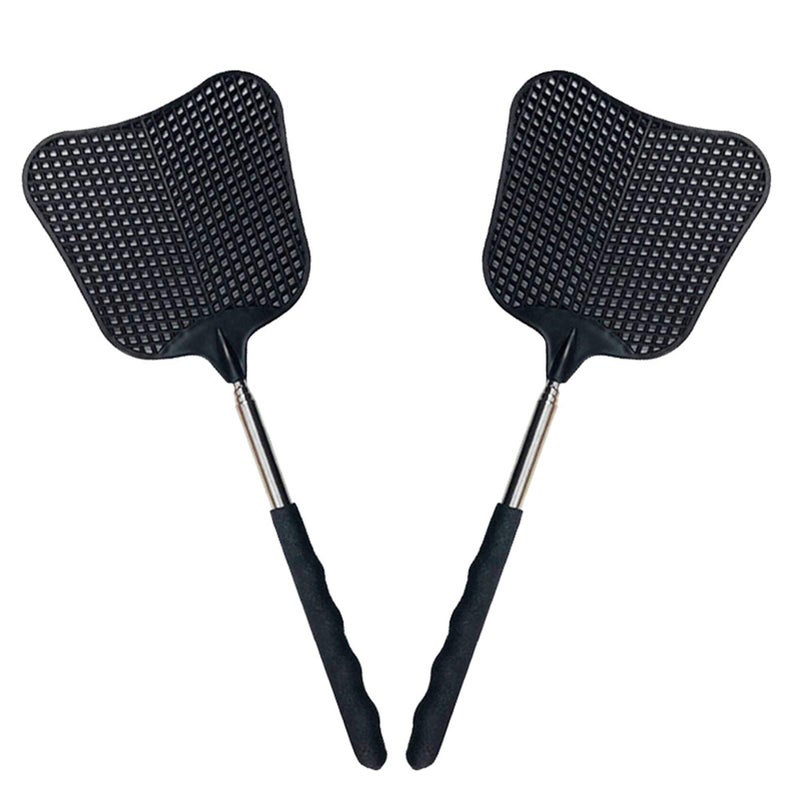 Foxany Telescopic Fly Swatters, Durable Plastic Fly Swatter Heavy Duty Set, Flyswatter with Stainless Steel Handle for Indoor/Outdoor/Classroom (2 Pack) - Image 1