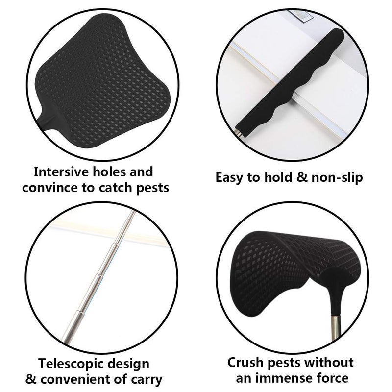 Foxany Telescopic Fly Swatters, Durable Plastic Fly Swatter Heavy Duty Set, Flyswatter with Stainless Steel Handle for Indoor/Outdoor/Classroom (2 Pack) - Image 3