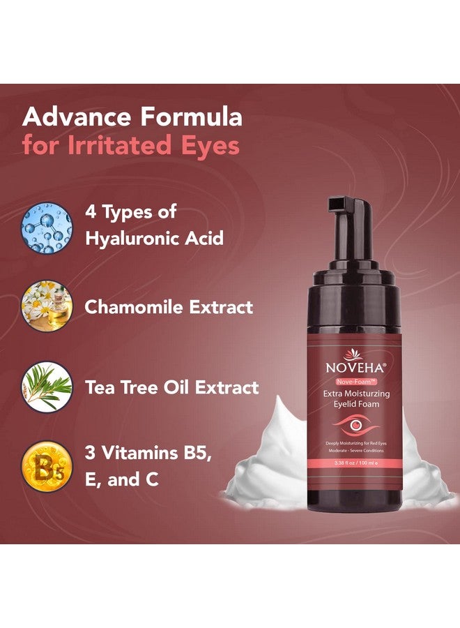 NOVEHA Extra Nove Eyelid Foaming Cleanser Daily Skincare For Eyelashes & Lids Eye Irritations Stye Eyes Skin Dryness Moisturize With Organic Ingredients For All Skin Types 3.38 Oz - Image 3
