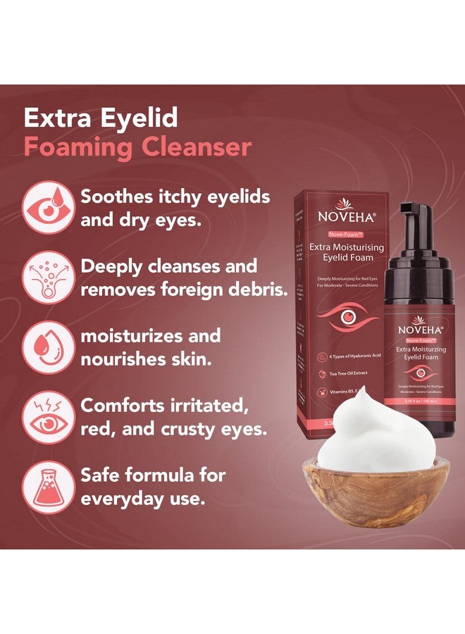 NOVEHA Extra Nove Eyelid Foaming Cleanser Daily Skincare For Eyelashes & Lids Eye Irritations Stye Eyes Skin Dryness Moisturize With Organic Ingredients For All Skin Types 3.38 Oz - Image 2