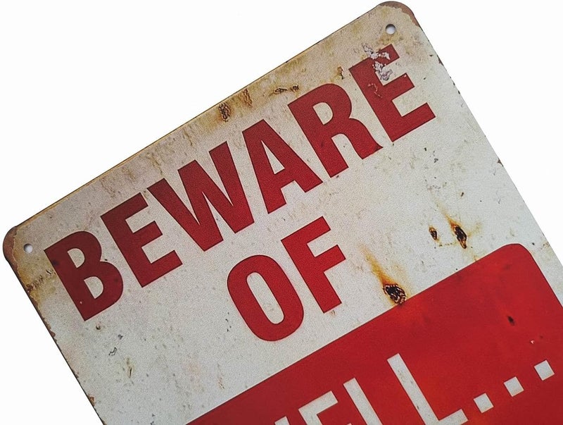 ERLOOD Beware of Well Just Vintage Metal Signs Garage Home Poster Wall Art Pub Bar Decor 12 X 8 - Image 2