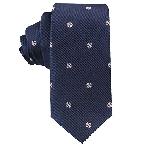 AUSCUFFLINKS Baseball Fan Skinny Tie Mens Pitcher Necktie | Base Ball Work Ties for Him | Birthday Present for Guys (Baseball) - Image 1
