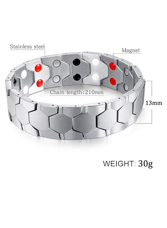JEEJPV Men's Magnetic Bracelet Titanium Steel Magnetic Bracelet with Double Row 4 Kinds Magnets  - Image 4