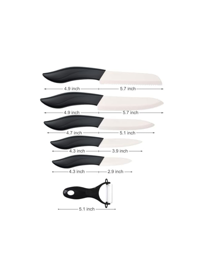 S-TOP Ceramic Knife Set 6 Piece Ceramic Knives Colored with Cover Kitchen Knife Set include Peeler 3 inch Paring Knife Bread knife 6 inch Small Chef Knife - Image 3