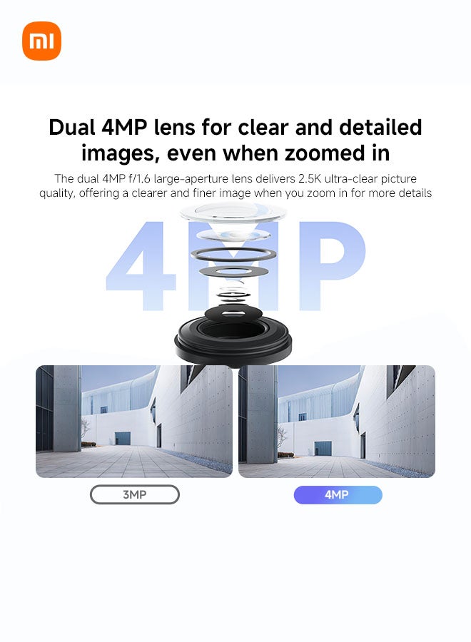 Xiaomi Outdoor Camera CW500 Dual,Dual 2.5K Ultra-HD AI Detection Dual-band Wi-Fi 6 Security Chip-MJSXJ08HL White - Image 5