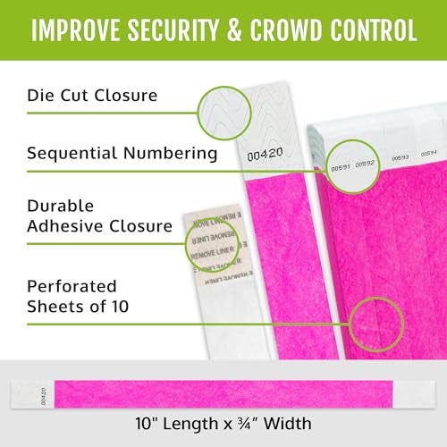 Wristco 10,000 WristCo Neon Pink Tyvek Wristbands for Events - Tamper-Proof Design & Fluorescent Color Prevent Reuse Premium-Grade Bracelets for Hospital & Medical ID, Party & VIP Identification - Image 2