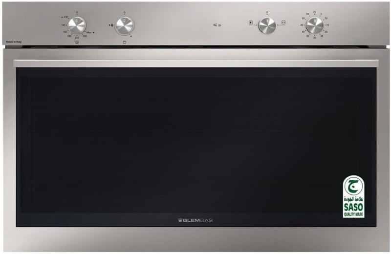 GLEMGAS Gleam Built-In Gas Oven, 89.7 cm, Multifunction with Grill, 113 Liters, Stainless Steel - GFD9GG1IX - Image 1