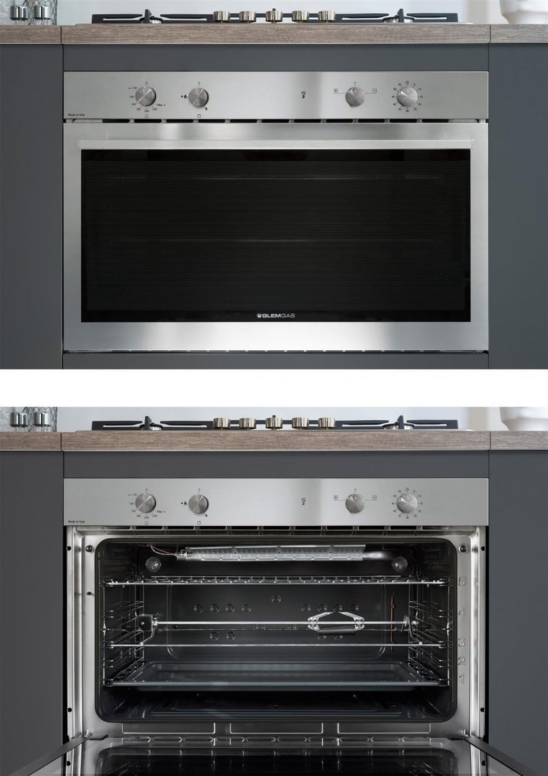 GLEMGAS Gleam Built-In Gas Oven, 89.7 cm, Multifunction with Grill, 113 Liters, Stainless Steel - GFD9GG1IX - Image 4
