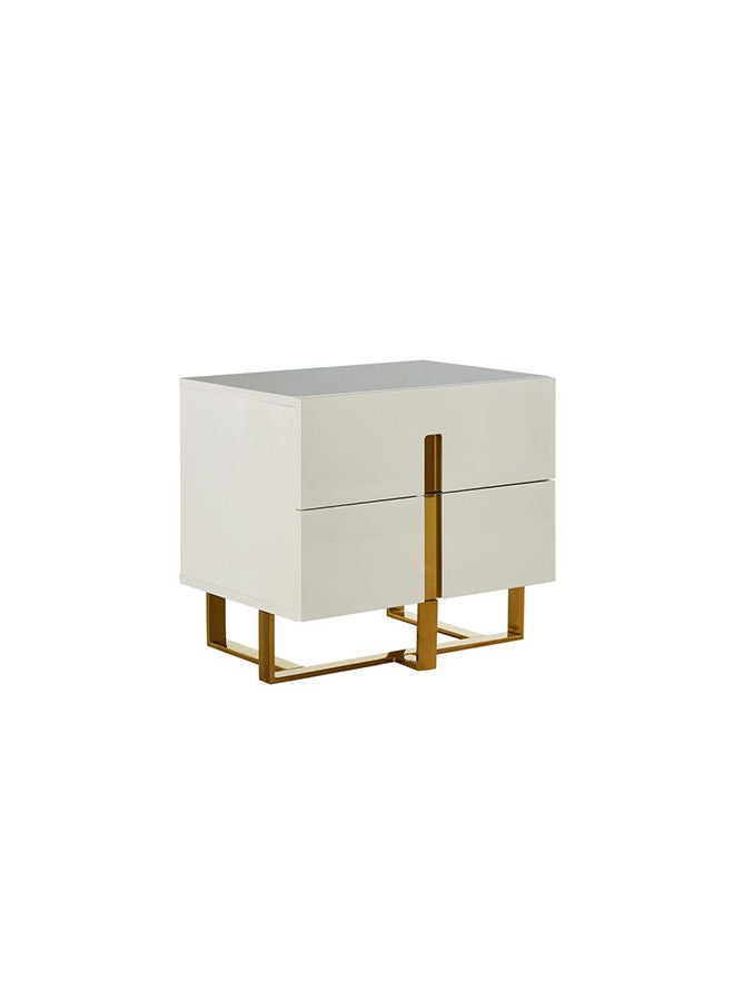 DANUBE HOME New Poliana Night Stand Multi Functional Bedside Table Space Saving Night Stand End Table Storage Furnitures For Bedroom L58xW41.5xH53 cm Beige  - Image 1